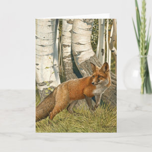 Cartão De Festividades Red Fox & Aspen Trees "LAST LOOK"