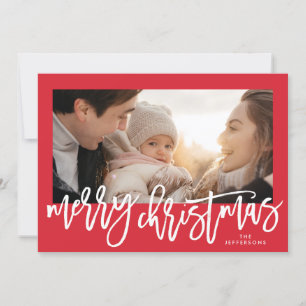 Cartão De Festividades Red Frame & White Felry Foto de Natal