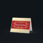 Cartão De Festividades Red & Gold Striped Christmas Holiday Vintage Card<br><div class="desc">Red & Gold Striped Christmas Holiday Vintage Card. Customize how ever you want. You can add text inside or leave it blank to hand write something in yourself.</div>