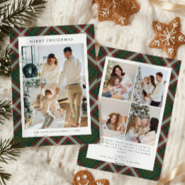 Cartão De Festividades Red Green Buffalo Plaid Photo collage Christmas
