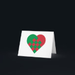Cartão De Festividades Red Green Danish Heart<br><div class="desc">Heart shape in red and green based on a traditional Danish design with a checkerboard woven look.</div>