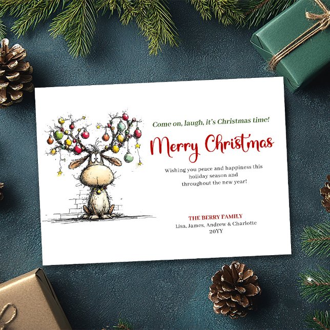 Cartão De Festividades Red Green Funny Reindeer Christmas Greeting (Red Green Funny Reindeer Christmas Greeting)