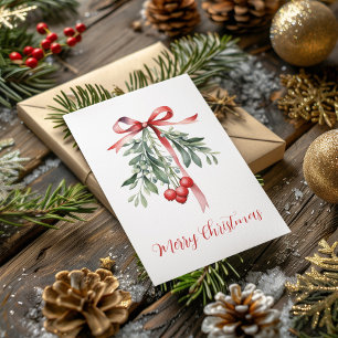 Cartão De Festividades Red Green Mistletoe Feliz Natal Inverno