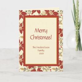 Cartão De Festividades Red Green Poinsettias Christmas