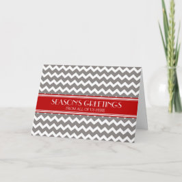 Cartão De Festividades Red Grey Chevron Customer Season's Greetings Card