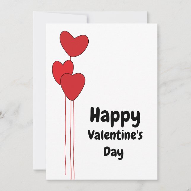 Cartão De Festividades Red Heart Balloons Feliz Dia dos Namorados (Frente)