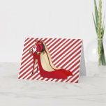 Cartão De Festividades Red High Heel Shoes / Santa Elf<br><div class="desc">gorgeous,  hot red high heel shoes/pumps with a very cute Santa Elf hanging from a shoe like a Christmas ornament with merry christmas</div>