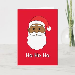 Cartão De Festividades Red Ho Ho Ho African American Santa Claus Family