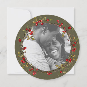 Cartão De Festividades Red Holly Berry Wreath Foto de Natal