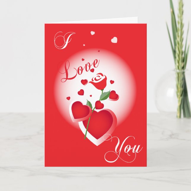 Cartão De Festividades Red I Love You Heart Namorados Card (Frente)