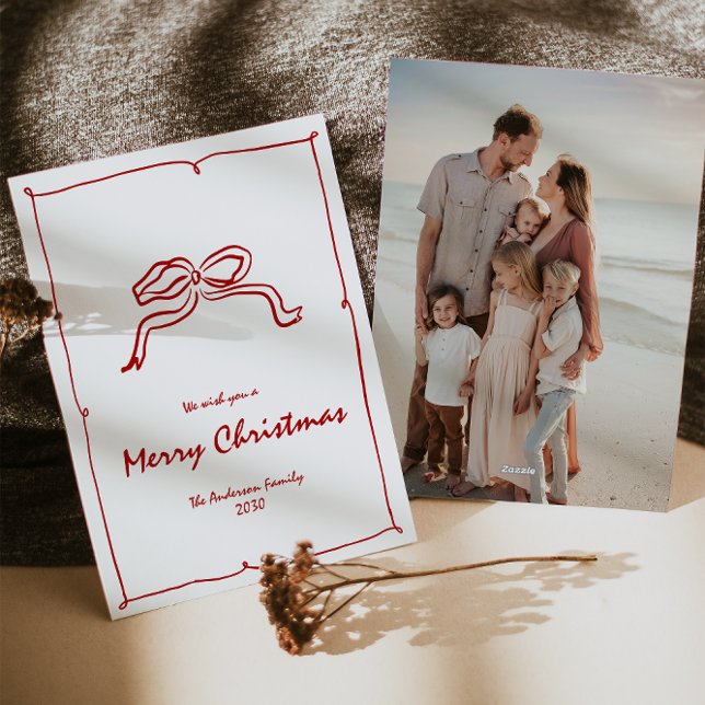 Cartão De Festividades Red Knot Modern Christmas (Criador carregado)