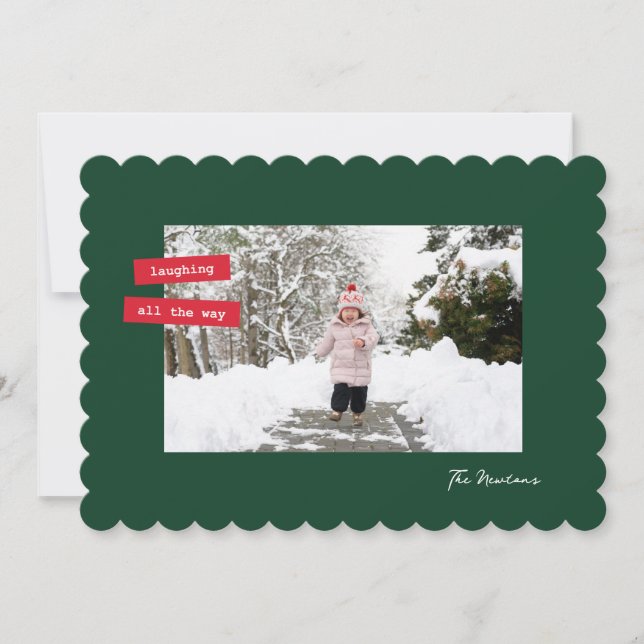Cartão De Festividades Red Label Single Photo Flat Holiday Card (Frente)