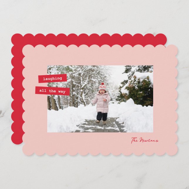 Cartão De Festividades Red Label Single Photo Flat Holiday Card (Frente/Verso)