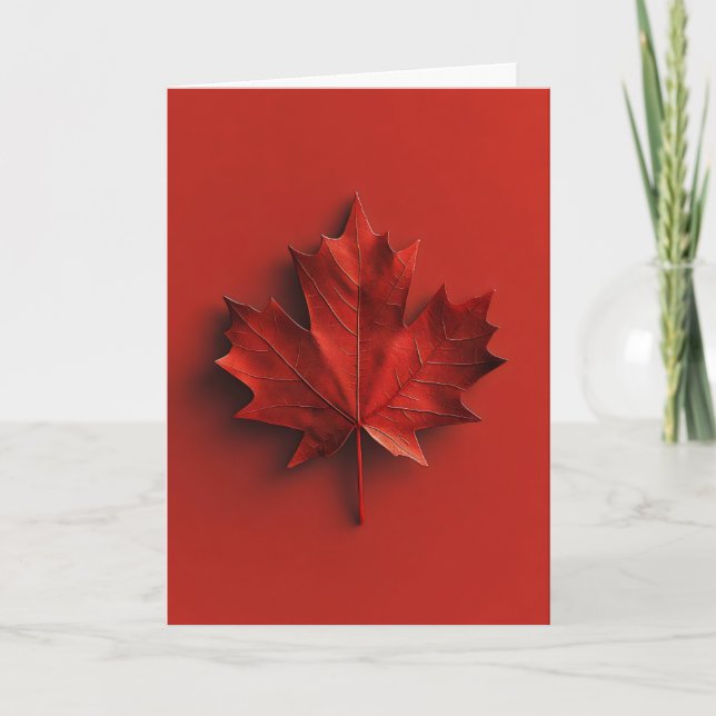 Cartão De Festividades Red Leaf Maple Canadá (Frente)