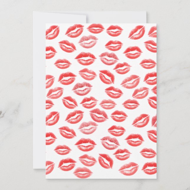 Cartão De Festividades Red Lipstick Kiss Pattern Valentine’s Day Card (Frente)