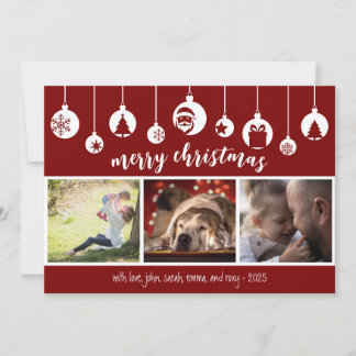 Cartão De Festividades Red Merry Christmas Hanging Ornament Photo