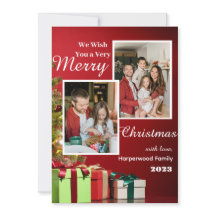 Red Modern Elegant Family Feliz Foto de Natal