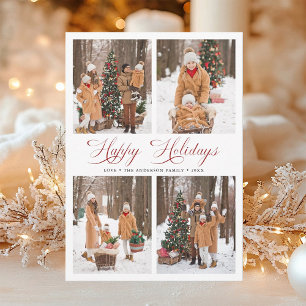 Cartão De Festividades Red Modern Elegant Happy Holidays 4 Foto