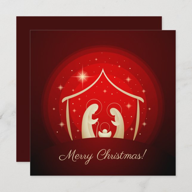 Cartão De Festividades Red Natividade Feliz Natal (Frente/Verso)