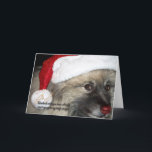 Cartão De Festividades Red Nose Keeshond Christmas card<br><div class="desc">"Kesshond with your nose so bright won't you guide my sleigh tonight greeting card.</div>