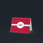 Cartão De Festividades Red Notecard (Folded)<br><div class="desc">A red, personalized, notecard with a smart brown and white, diagonal, stripe and an oval center for your initials or name. (Designed by Freepik). The card is easy to customize with your wording, font and font color.Not exactly what you're looking for? All our products can be custom designed to meet...</div>