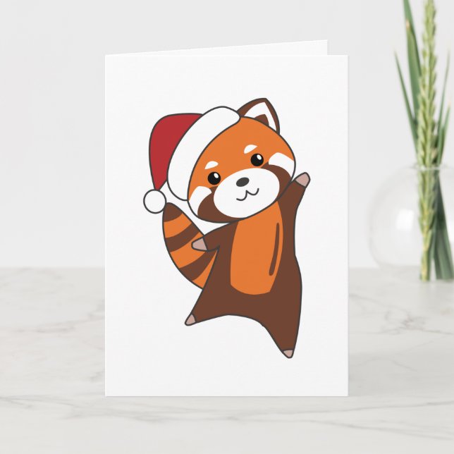 Cartão De Festividades Red Panda Christmas Snow Animais de inverno Pandas (Frente)