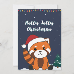 Cartão De Festividades Red Panda Christmas Snow Animais de inverno Pandas