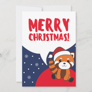 Cartão De Festividades Red Panda Christmas Snow Animais de inverno Pandas