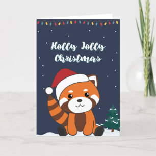 Cartão De Festividades Red Panda Christmas Snow Animais de inverno Pandas