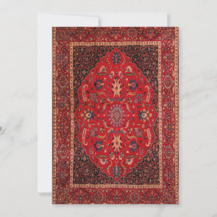 Cartão De Festividades Red Persian Rug da Placa de Férias Planas Mashhad
