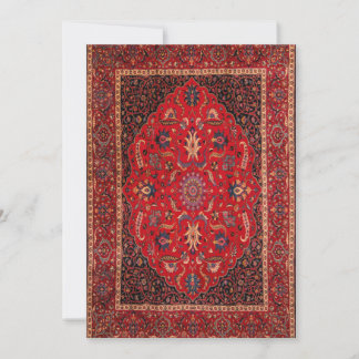 Cartão De Festividades Red Persian Rug da Placa de Férias Planas Mashhad