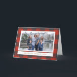 Cartão De Festividades Red Plaid Holiday Photo Card<br><div class="desc">Photography © Loren Kerns: www.flickr.com/people/lorenkerns/ and provided by Creative Commons: https://creativecommons.org/licenses/by/2.0/</div>
