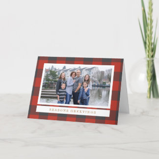 Cartão De Festividades Red Plaid Holiday Photo Card