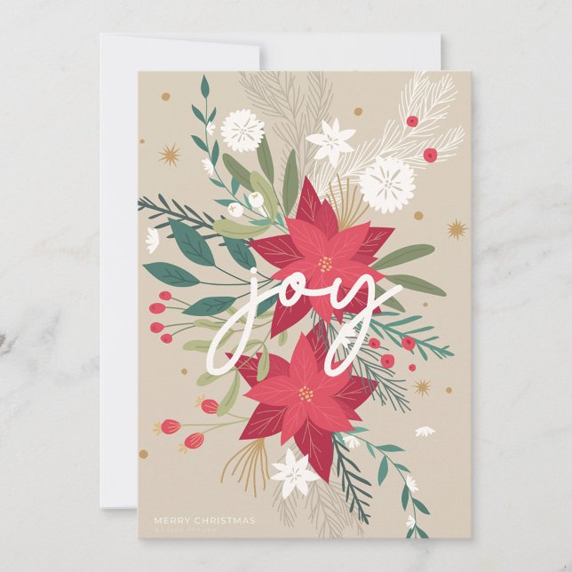 Cartão De Festividades Red Poinsettias Flat Holiday Card (Criador carregado)