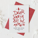 Cartão De Festividades Red Queridos Papais noeis Deixe-me explicar o Nata<br><div class="desc">Caros Papais noeis, deixem-me explicar! Envie cartões de natal com este cartão de feriado divertido e festivo. Ele apresenta uma citação escrita à mão e uma simples tipografia. Personalize adicionando uma saudação, nomes e outros detalhes. Este cartão de férias personalizado será perfeito para cartões de natal de bebês e cartões...</div>