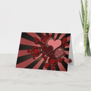 Cartão De Festividades Red Retro Hearts Valentine’s Day
