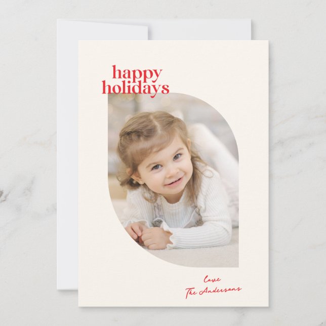 Cartão De Festividades Red Retro Script Fun Family 1 Photo (Frente)