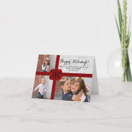 Cartão De Festividades Red Ribbon Bow Christmas Photo
