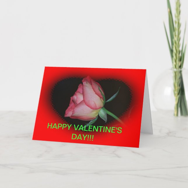 Cartão De Festividades RED ROSE with a HEART VALENTINE'S DAY CARD (Frente)