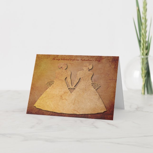 Cartão De Festividades Red Rustic Texage Textura Lésbica Namorados de Esp (Frente)