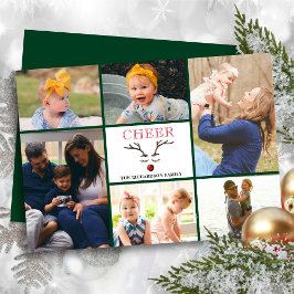 Cartão De Festividades Red Script CHEER Whimsical Reindeer Foto