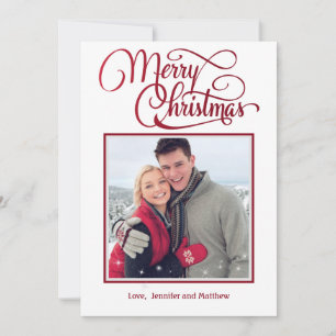 Cartão De Festividades Red Script Felry Christmas Sparkle Photo