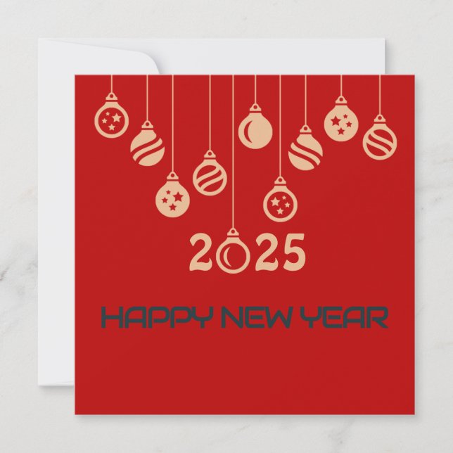 Cartão De Festividades Red Square wish card New Year with Christmas ball (Frente)