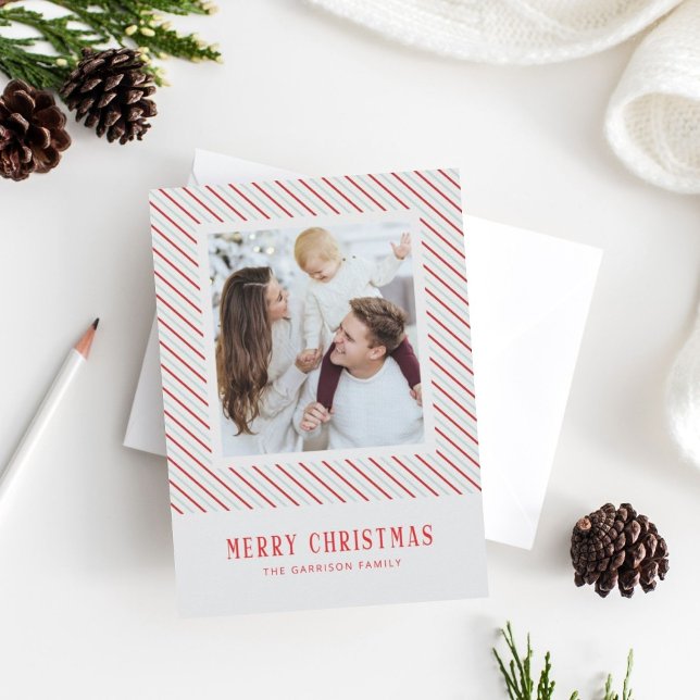 Cartão De Festividades Red Stripe Felry Natal Brilho Festivo (Criador carregado)