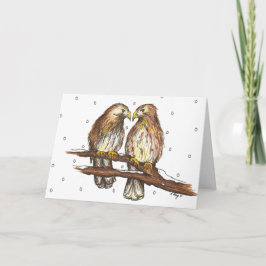 Cartão De Festividades Red Tailk Hawk Lovebird Snow Holiday Winter