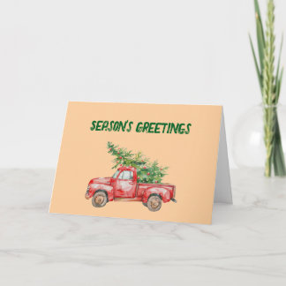 Cartão De Festividades Red Truck Christmas Tree Folded Holiday Card