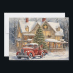 Cartão De Festividades Red Truck Farmhouse Snow Winter Feliz Natal<br><div class="desc">Cartão de cartões de natal natal vintage com uma pintura de um velho caminhão vermelho sentado no carro coberto de neve de uma fazenda. Personalizado no verso com sua mensagem e seu nome. Entre em contato comigo para obter assistência com sua personalização ou para solicitar outros produtos Zazzle correspondentes ou...</div>