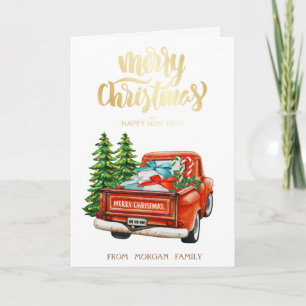 Cartão De Festividades Red Truck Pine