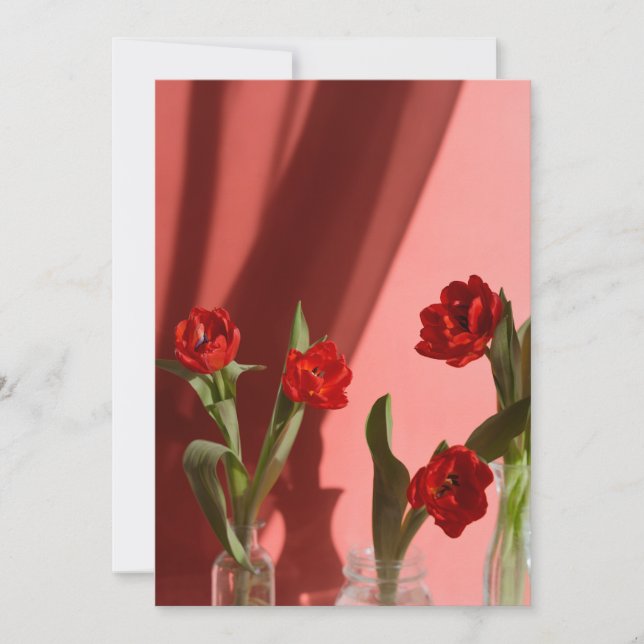 Cartão De Festividades Red Tulips “Be My Valentine?” Minimalist Valentine (Frente)
