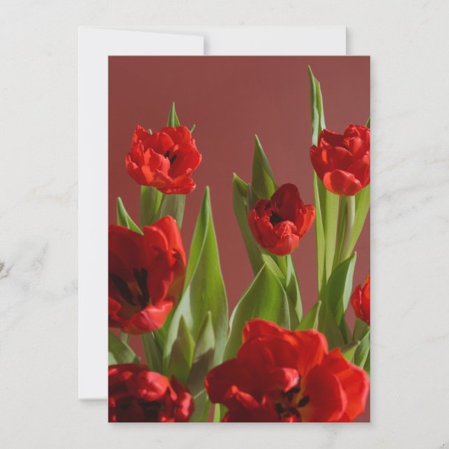 Cartão De Festividades Red Tulips “Be My Valentine?” Minimalist Valentine (Frente)